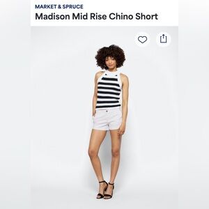 Market & Spruce Madison Mid Rise White Chino Shorts